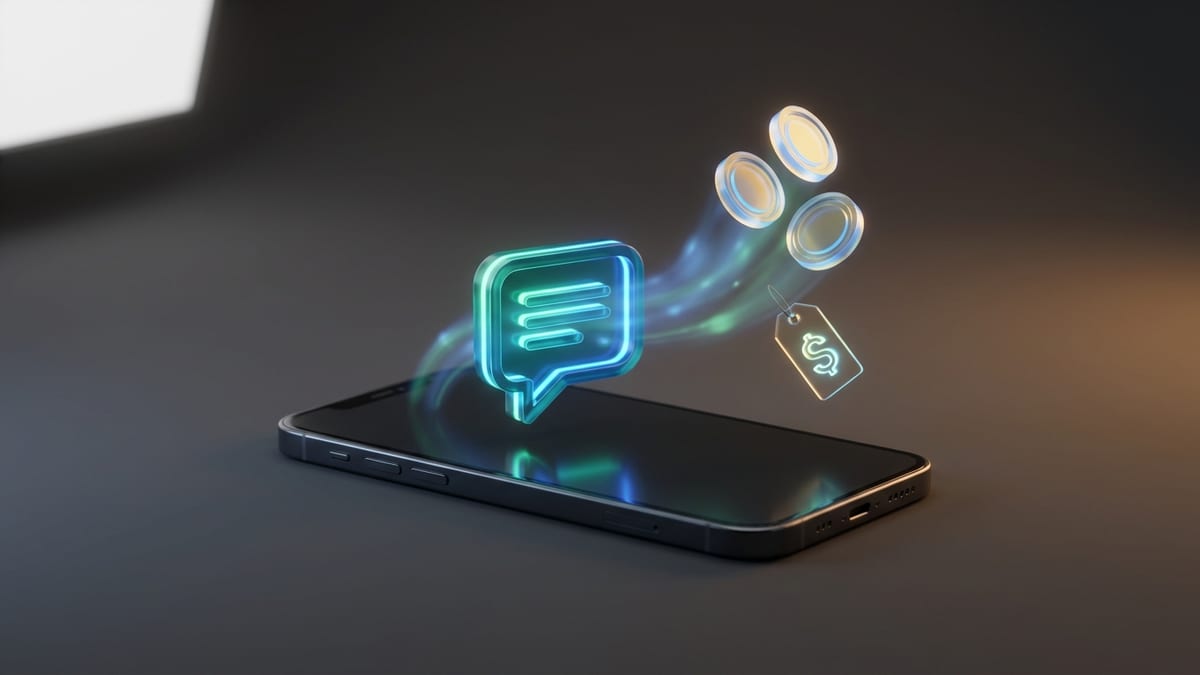 Celular com WhatsApp aberto mostrando conversa automática de atendimento ao cliente